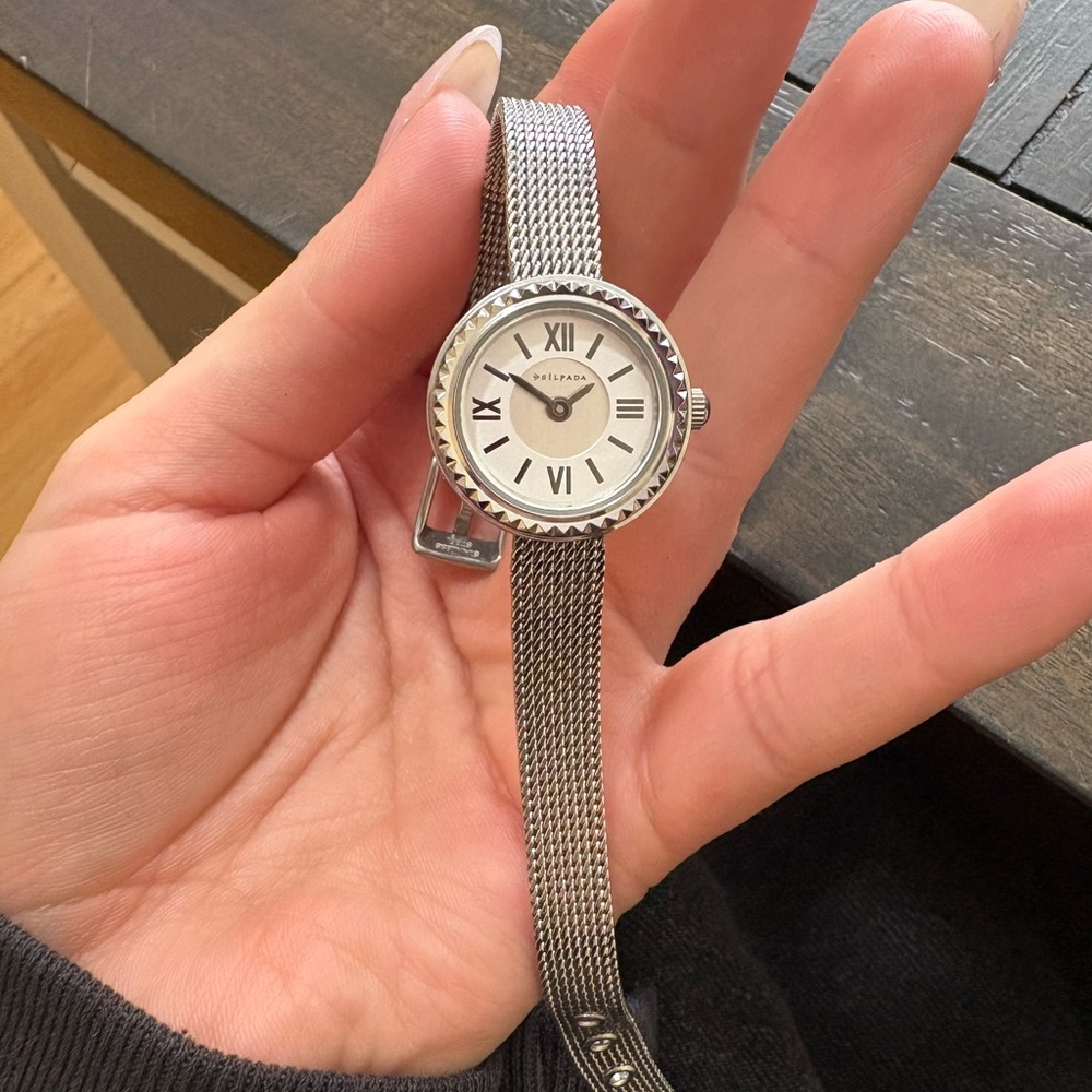 Silpada Silver Mesh Watch with Crystal Bezel